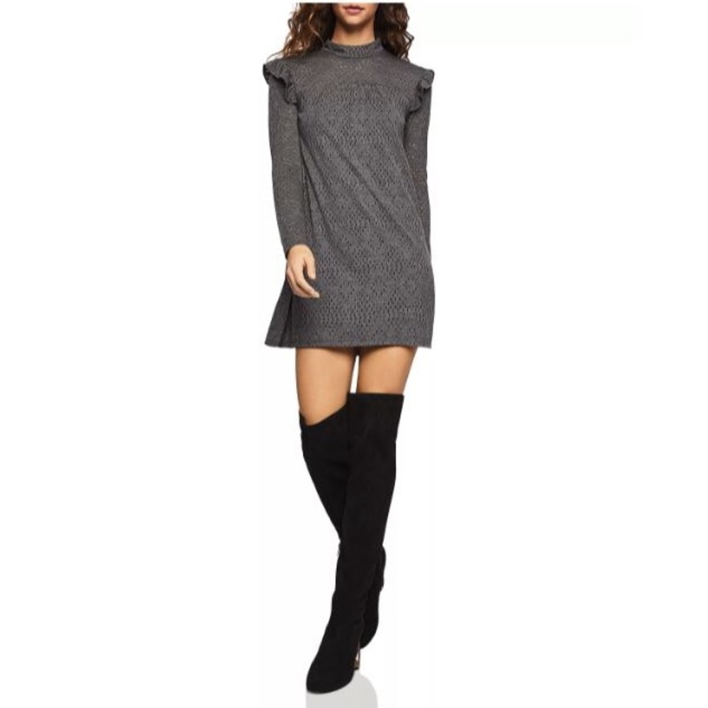 BCBG Ruffled Pointelle A-Line Dress